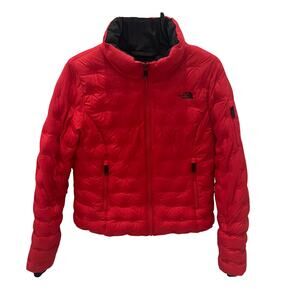 The North Face Women's Holladown Crop Puffer Jacket Red Medium 550 Down Coat